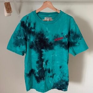Guess Teal and Black Tie-Dye Short Sleeve Tee with Red Logo